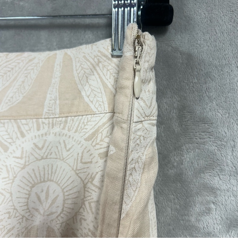 Spartina Kai Linen Shirt & Kade Linen Skirt Callawassie Palmetto Tan Fringe Sz M - Picture 13 of 16